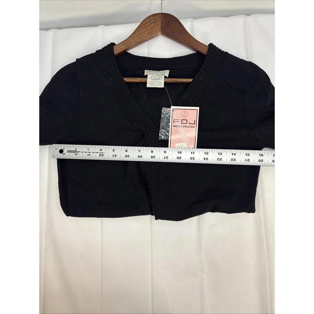 Beaded Twist Front Sweater Top Size S/P French Dressing Jeans Co FDJ Black - Picture 7 of 8